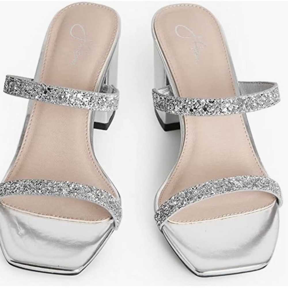 Adam stormi mules square toe double band glitter shoes